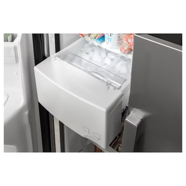 GE 25.3-cu ft Side-by-Side Refrigerator with Ice Maker, Water and Ice Dispenser (Stainless Steel)