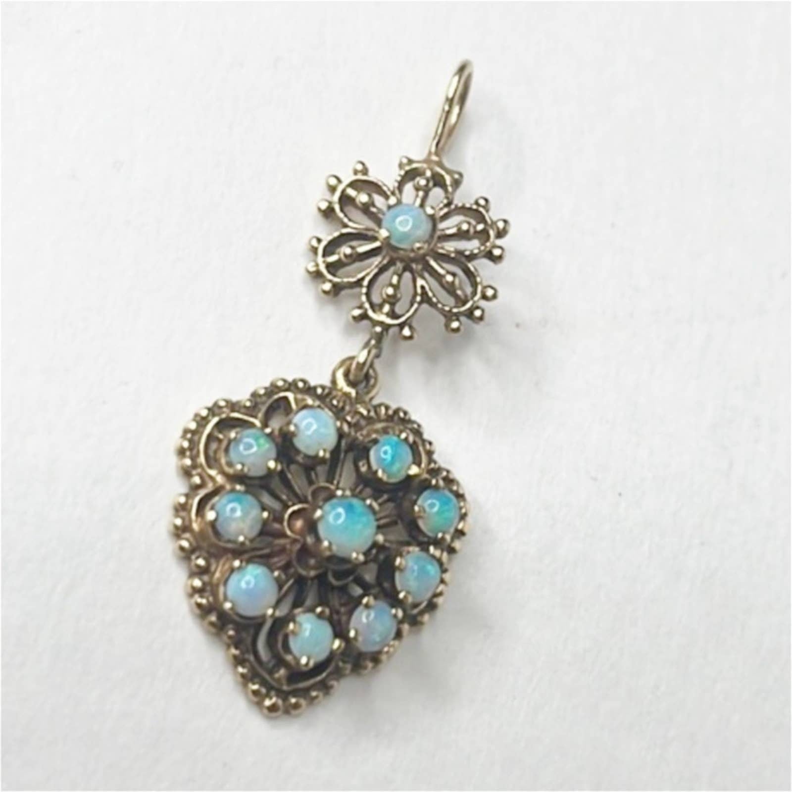 Antique Victorian Opal Heart Pendant in 14k Gold