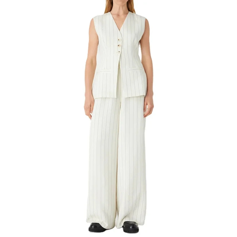 Women's Trendy Fishbone Hoodie & Wide Leg Pants Set for Spring 2024