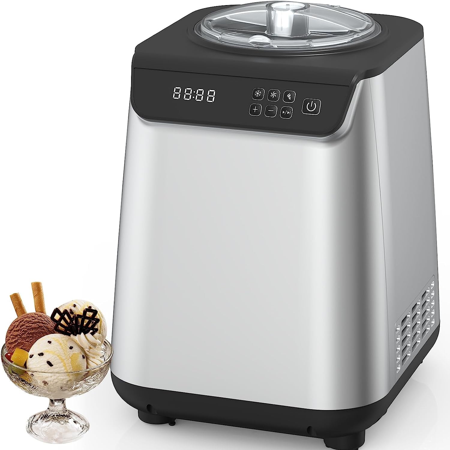 KISSAIR Premium Upright Ice Cream Maker with Built-In Compressor