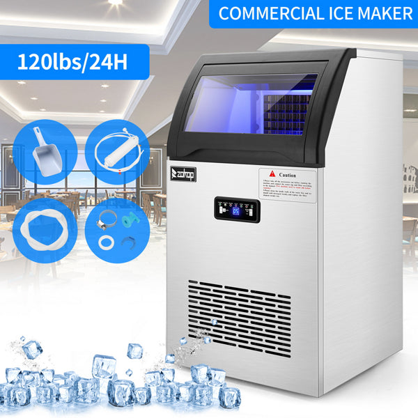 ZOKOP Stainless Steel Ice Maker Cube Machine, High-Capacity, Freestanding/Built-in