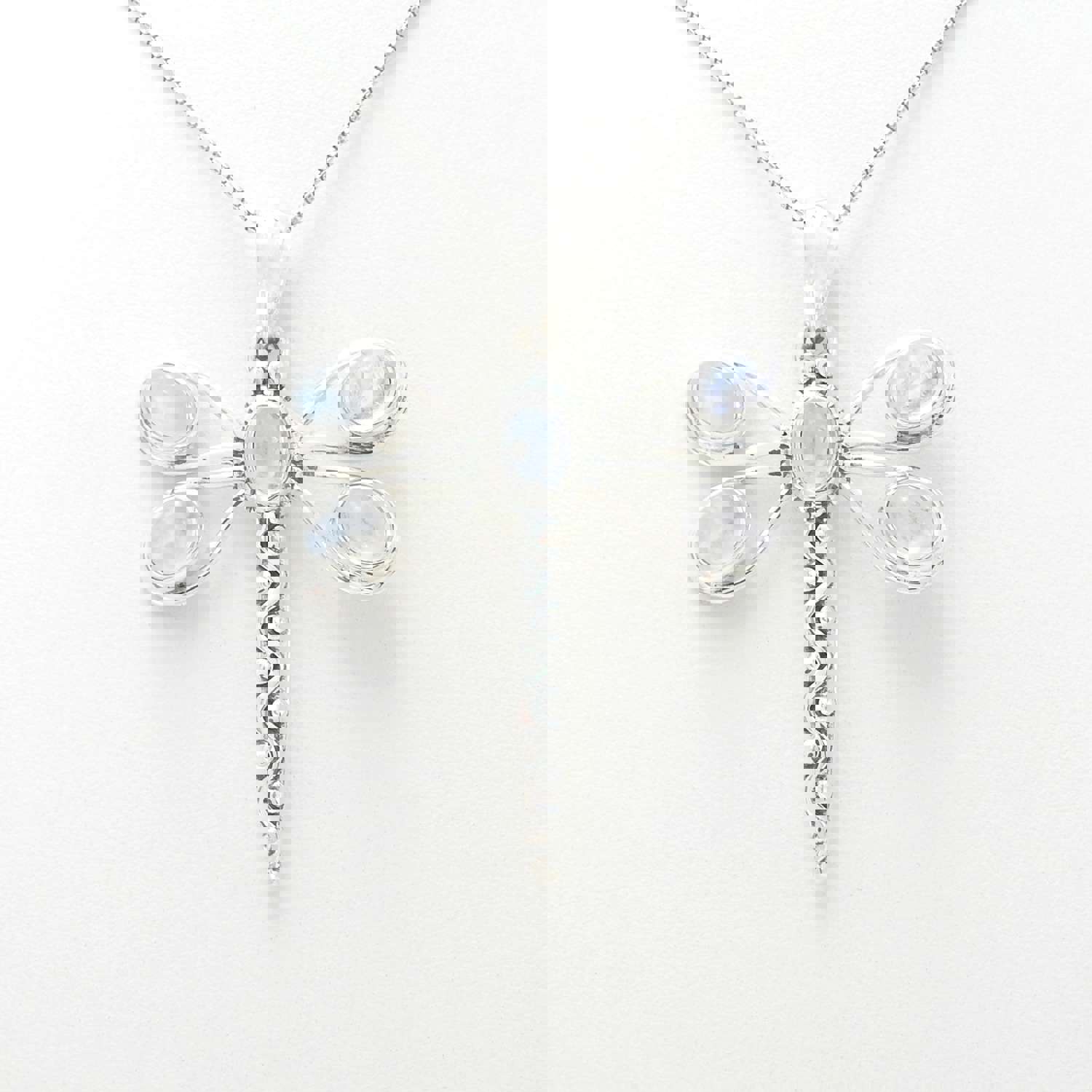 Elegant Sterling Silver Dragonfly Moonstone Pendant