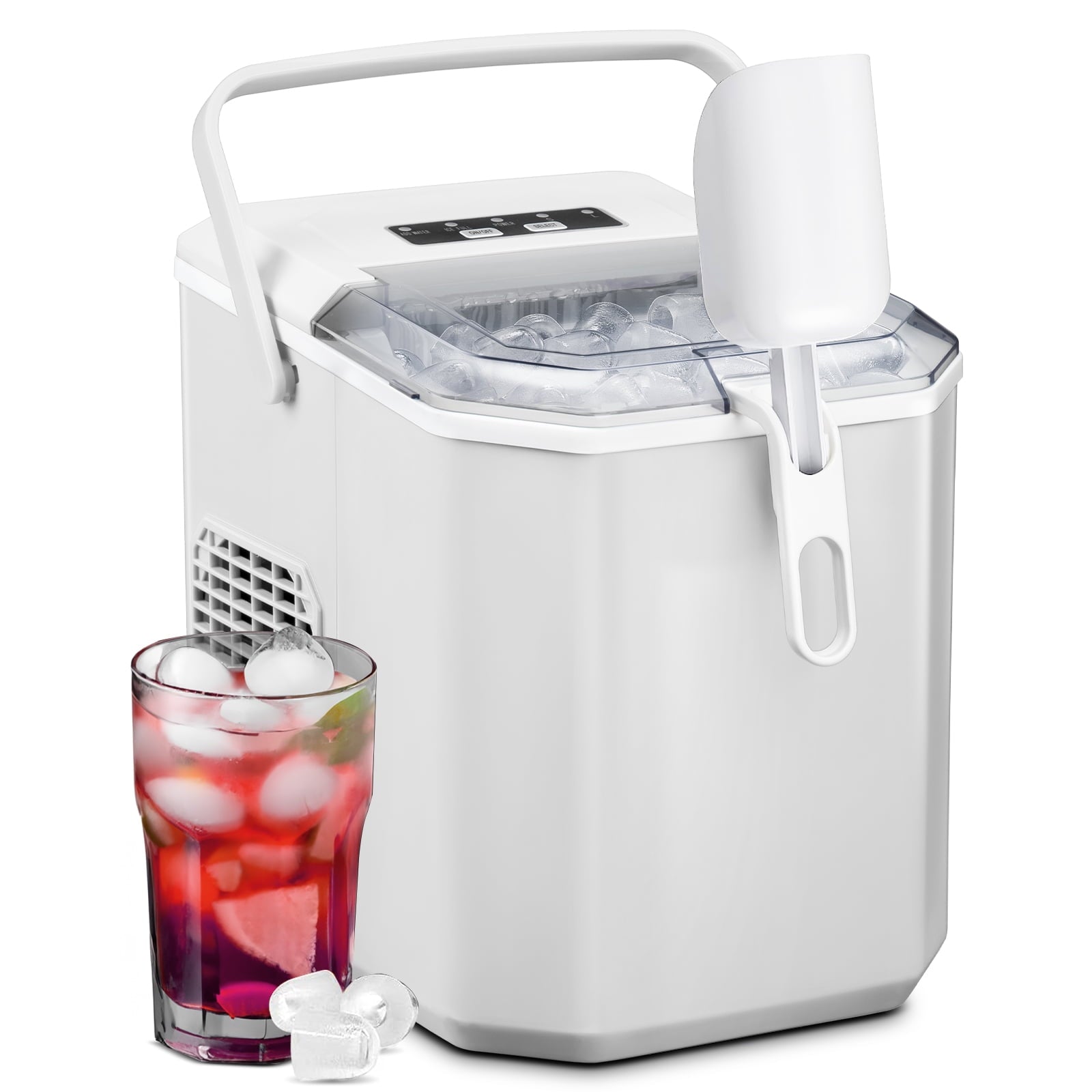 Auseo Portable Ice Maker, Manual Bullet Ice Cubes, 26lbs/Day for Home/Office