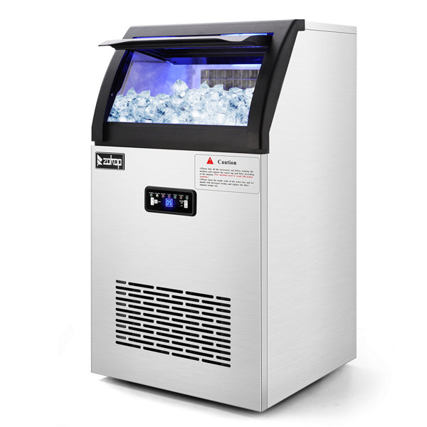 ZOKOP Stainless Steel Ice Maker Cube Machine, High-Capacity, Freestanding/Built-in