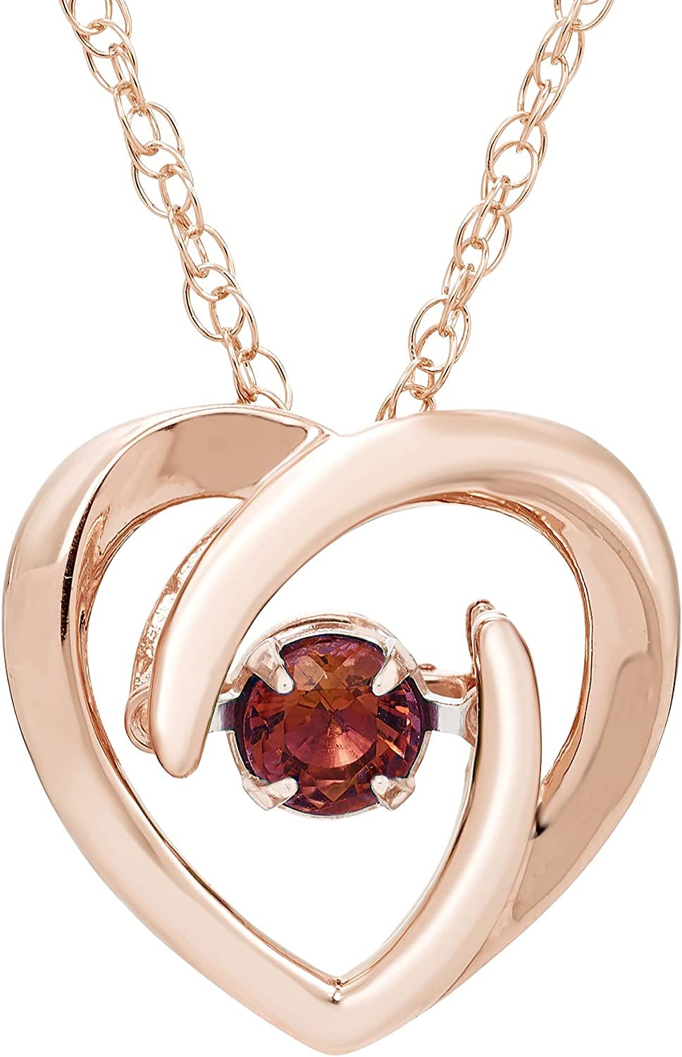 Gleaming Garnet Gemstone Heart Pendant in Sterling Silver
