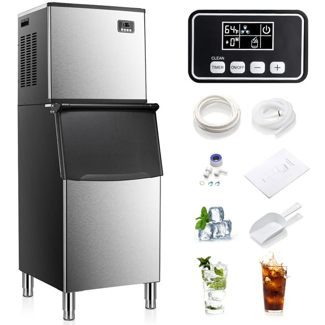 Auseo High-Capacity Ice Maker, 360 LBS/24H, 200LBS Storage, Fast Ice Production