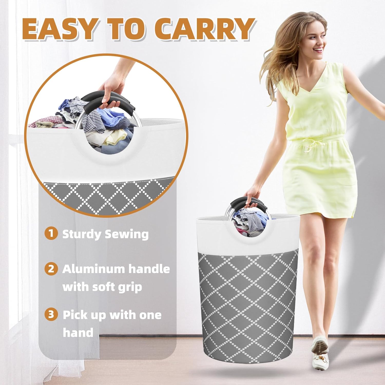 2-Pack 82L Waterproof Laundry Hamper with Comfort Grip Handle