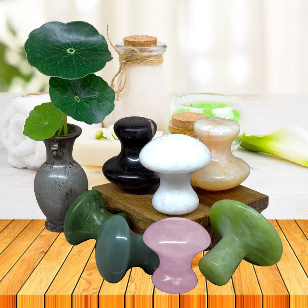 Gentle Rose Quartz Mushroom Foot Massager - Jade Stone Beauty & Relaxation Tool