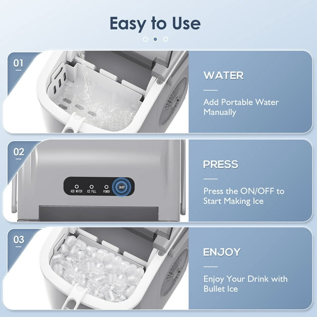 KISSAIR Compact Ice Maker - Fast, Portable, and Self-Cleaning for Home and Office