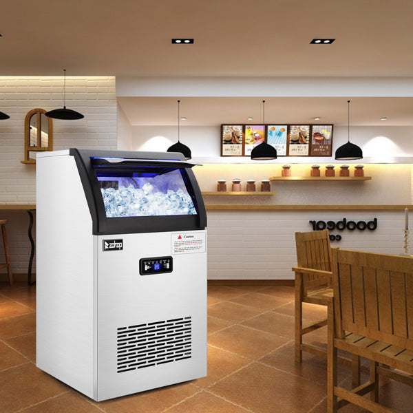 ZOKOP Stainless Steel Ice Maker Cube Machine, High-Capacity, Freestanding/Built-in