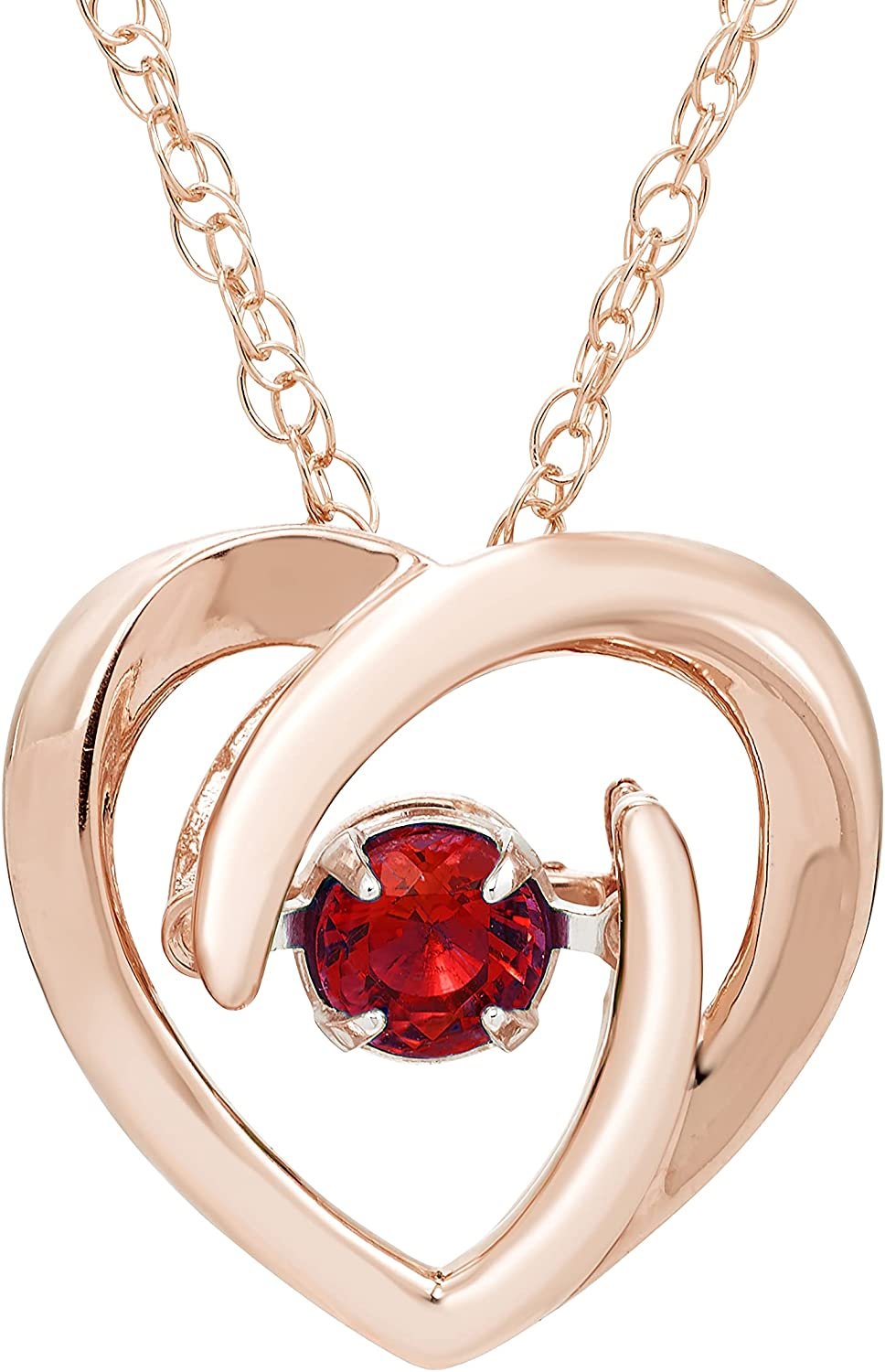 Glimmering Ruby Gemstone Heart Pendant in Sterling Silver