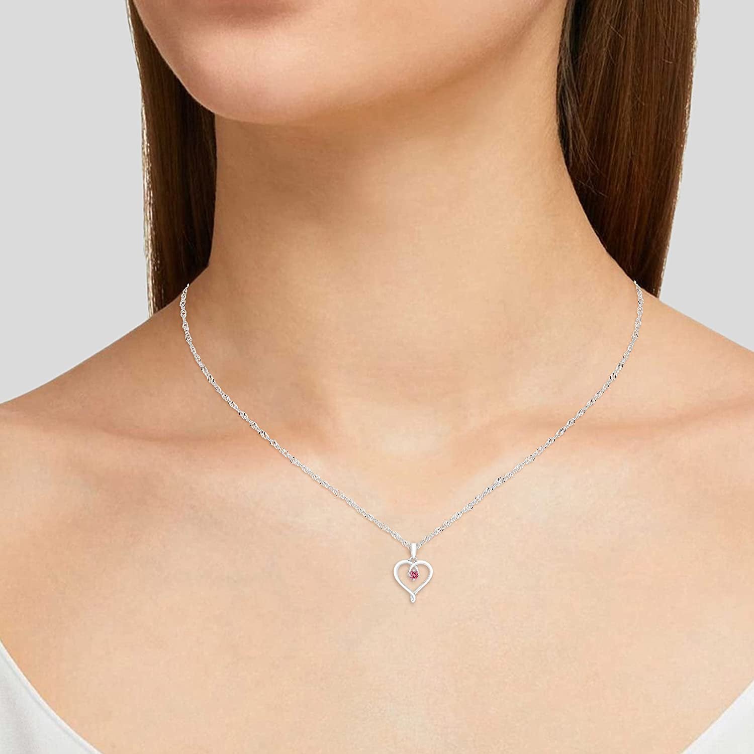 Genuine Pink Tourmaline Heart Pendant in Sterling Silver