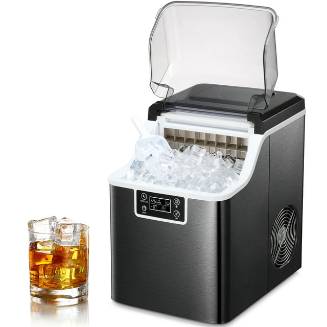 Auseo High-Capacity Countertop Ice Maker, 44lbs/24H, 24 Cubes in 12 Mins
