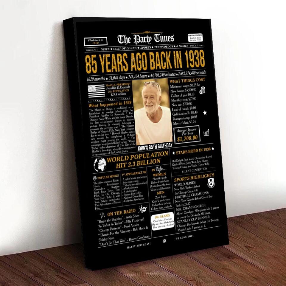 Elegant 85th Birthday Vintage "Back in 1938" Decorations