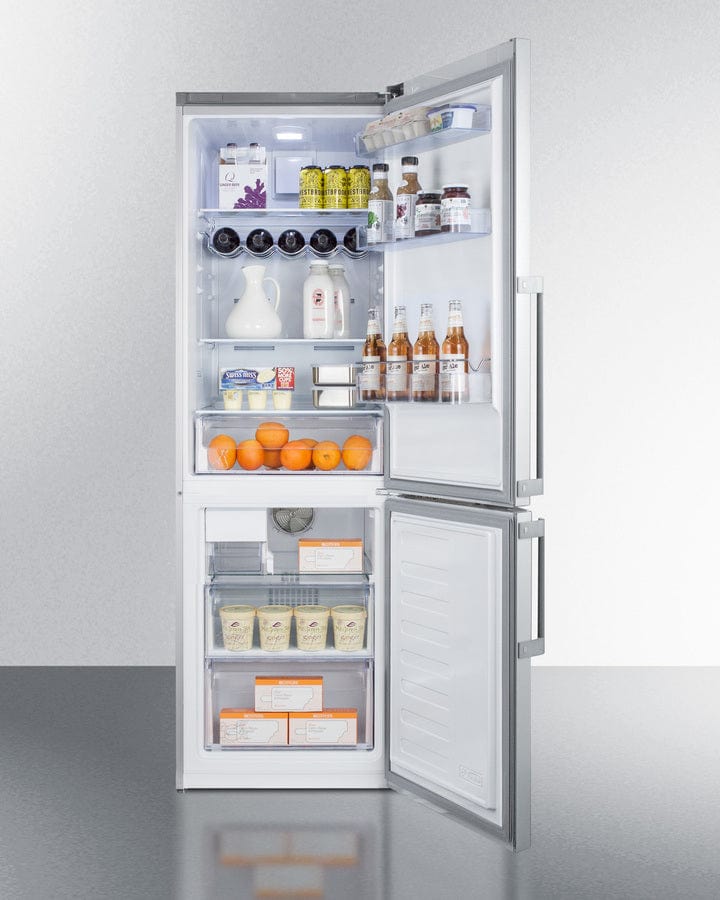 Summit 24" Bottom Freezer Refrigerator with Ice Maker - Stainless Steel