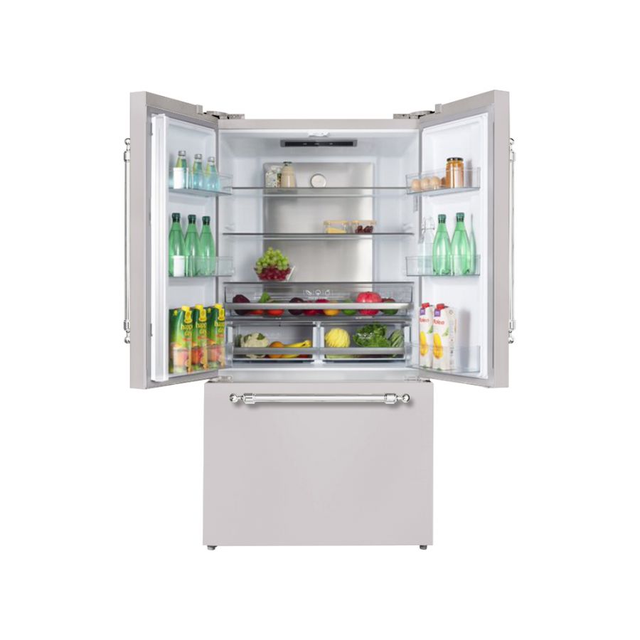 Hallman 36" French Door Bottom Freezer Refrigerator with Auto Ice Maker