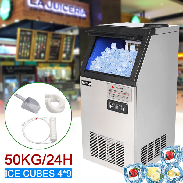 ZOKOP BY-70PF Stainless Steel Ice Maker - High-Capacity Cube Ice Machine