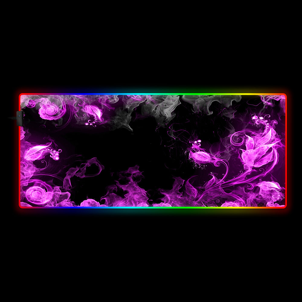 Stylish Smoke Flower RGB LED Gaming Mouse Pad