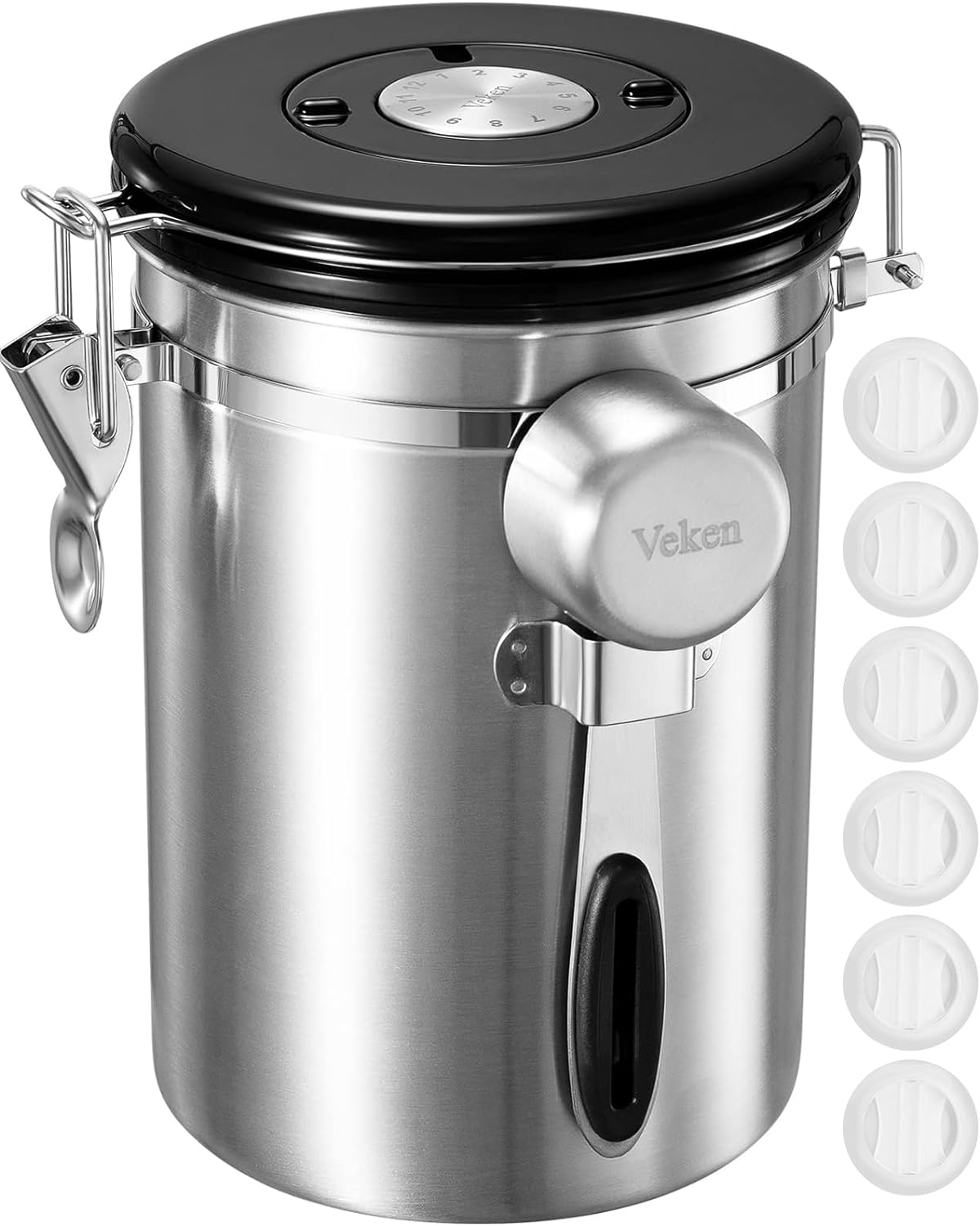 Braviie Copper Airtight Coffee Canister, 22oz Stainless Steel Container with CO2 Valve and Date Tracker