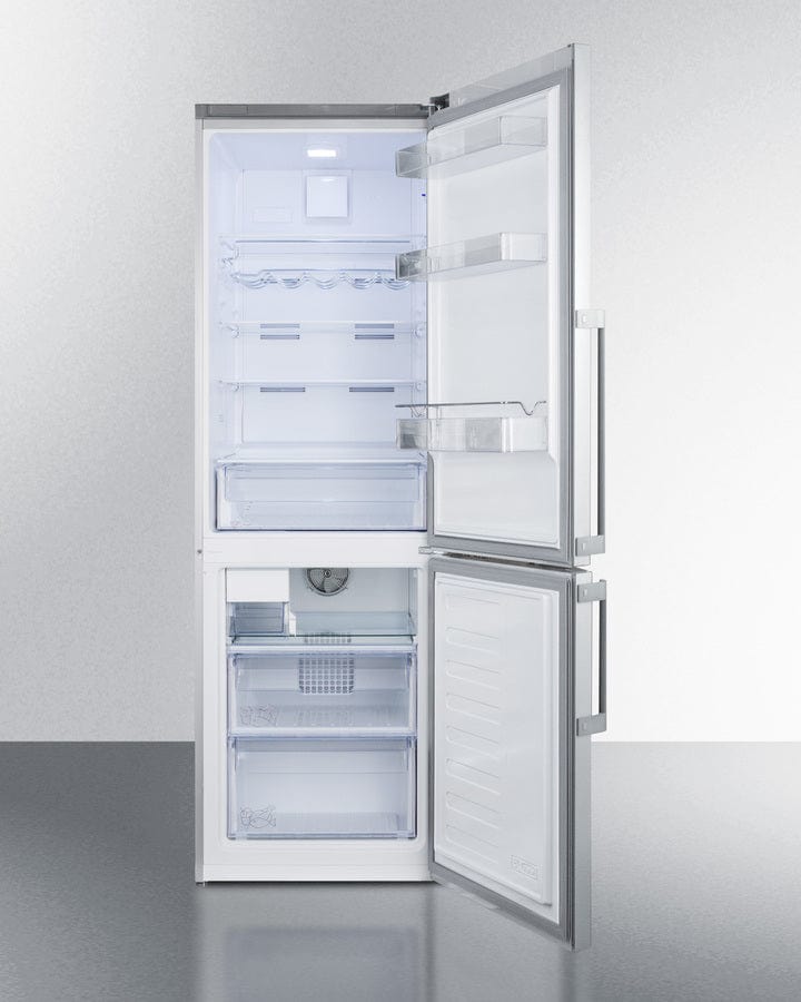 Summit 24" Bottom Freezer Refrigerator with Ice Maker - Stainless Steel