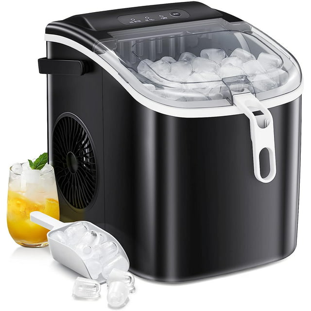 Auseo Countertop Ice Maker, Portable and Stylish with Self-Cleaning, 26lbs/Day