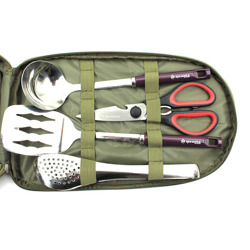 Portable Outdoor Cooking Utensil Set, 8-Piece Stainless Steel Travel Kit for Camping, Hiking, and BBQ