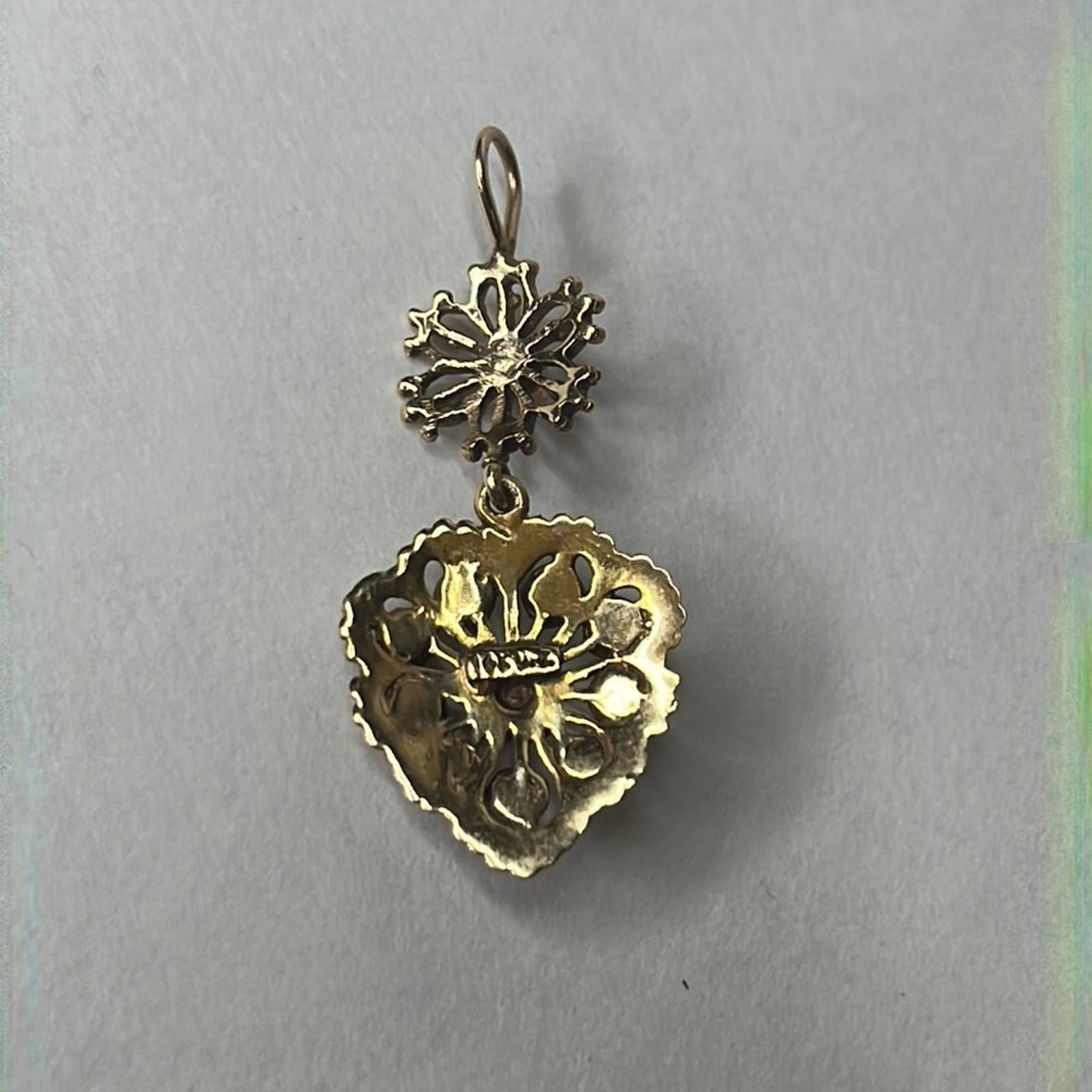Antique Victorian Opal Heart Pendant in 14k Gold