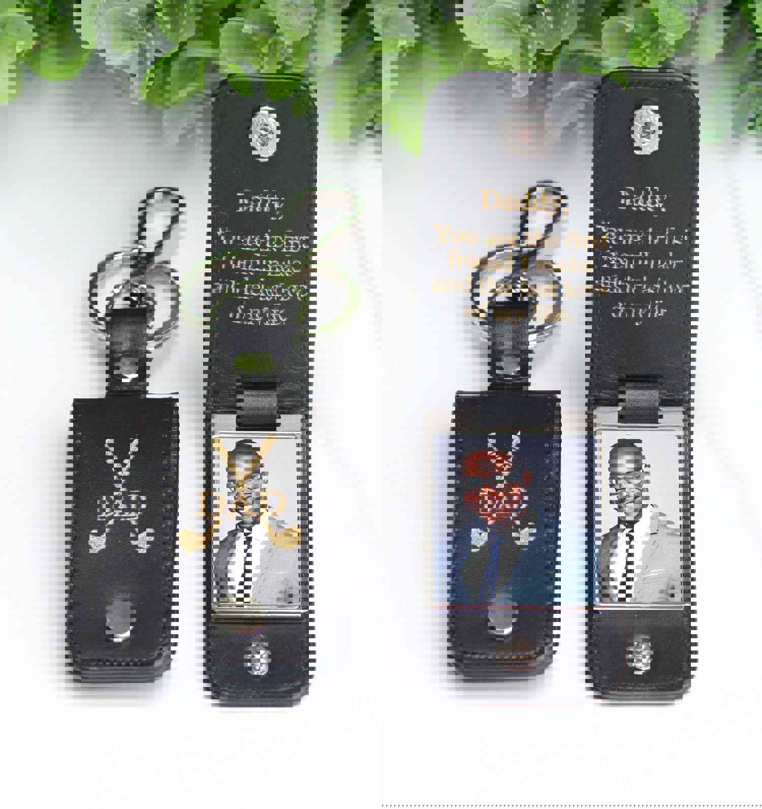 Custom Engraved Leather Photo Keychain - A Unique Gift for Loved Ones