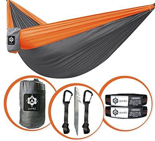 gear4U: Double Camping Hammock for Two, Lightweight and Durable with Tree Straps, Pockets, and Tie Downs
