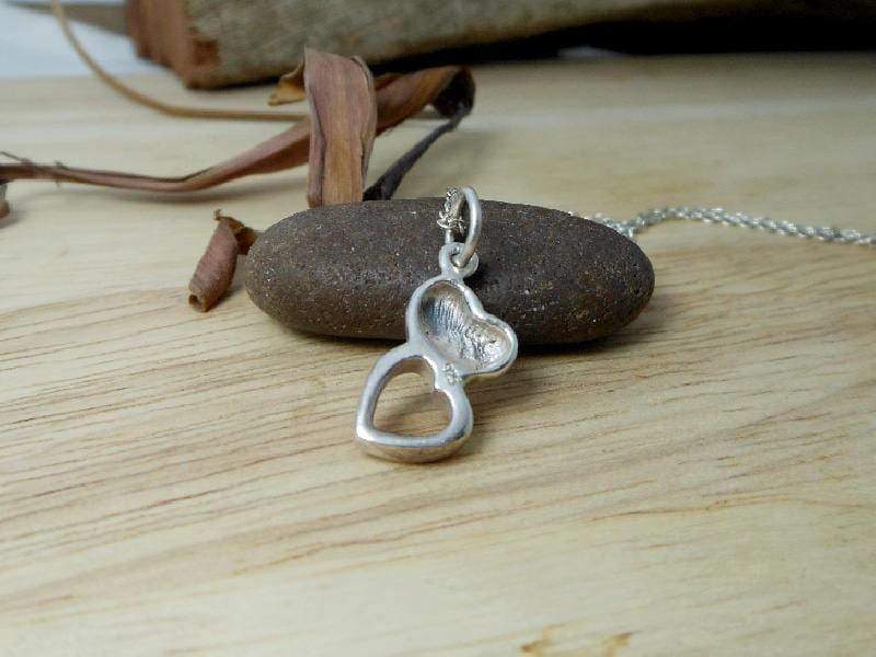 Exquisite Sterling Silver Twin Heart Charm Necklace