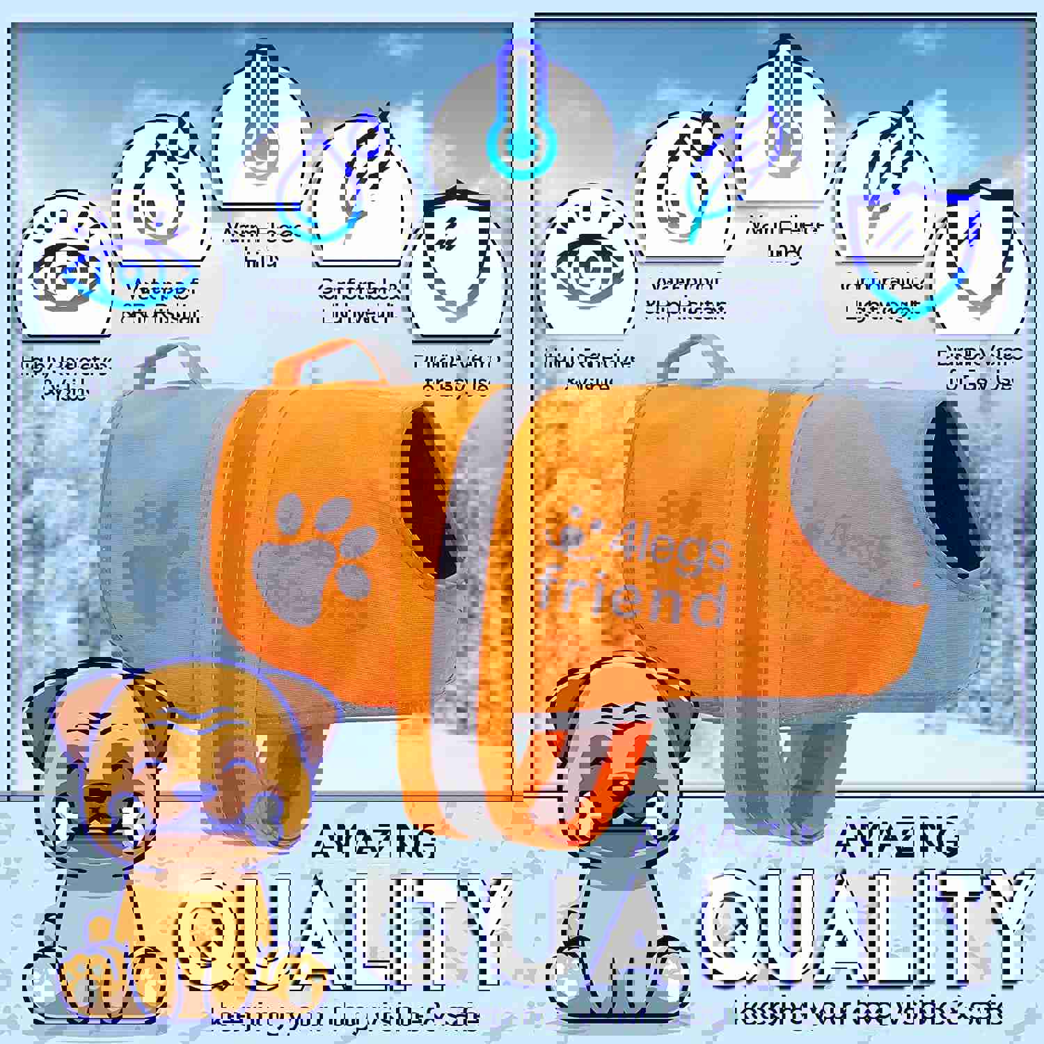 High-Visibility Orange Reflective Dog Vest for Safety