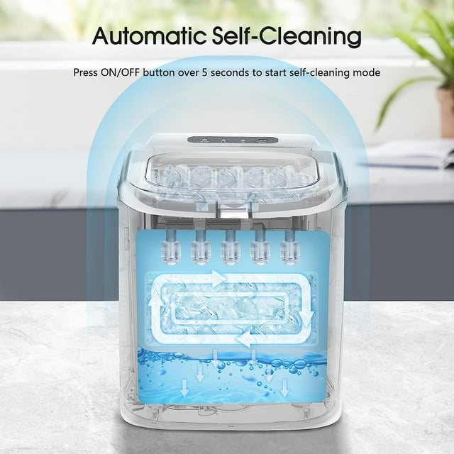Auseo 26lbs Portable Ice Maker with Self-Cleaning and Exhaust Cooling