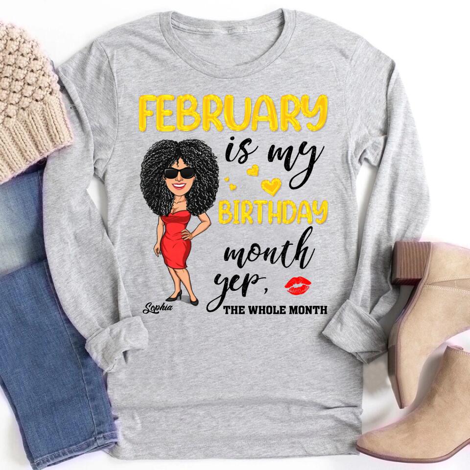 February Birthday Queen Shirt, Custom-Made for February-born Ladies