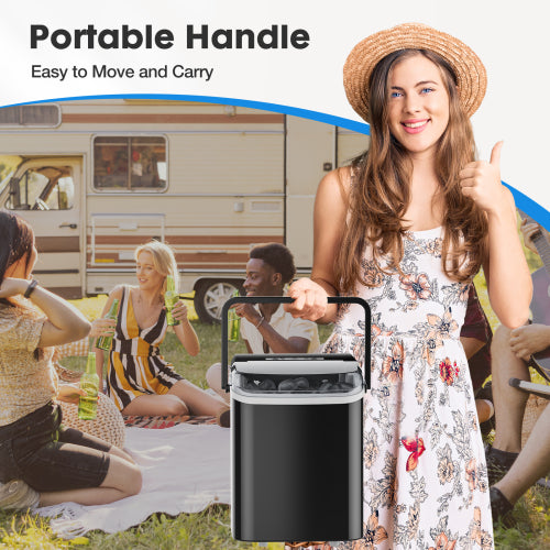Compact Black Ice Maker for Home and Outdoor Use