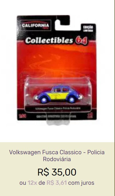 Vintage Cars Collection - VW Fusca Set of 7 Unique Models
