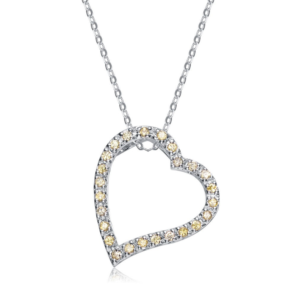 Glamorous Champagne Heart Pendant in Sterling Silver