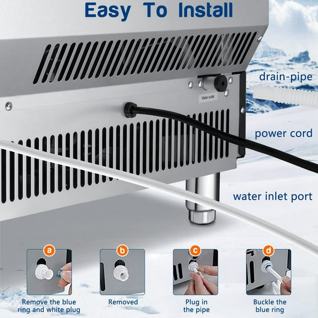 Auseo High-Efficiency Nugget Ice Maker, 200lbs/Day, Auto-Clean, Smart LCD Panel