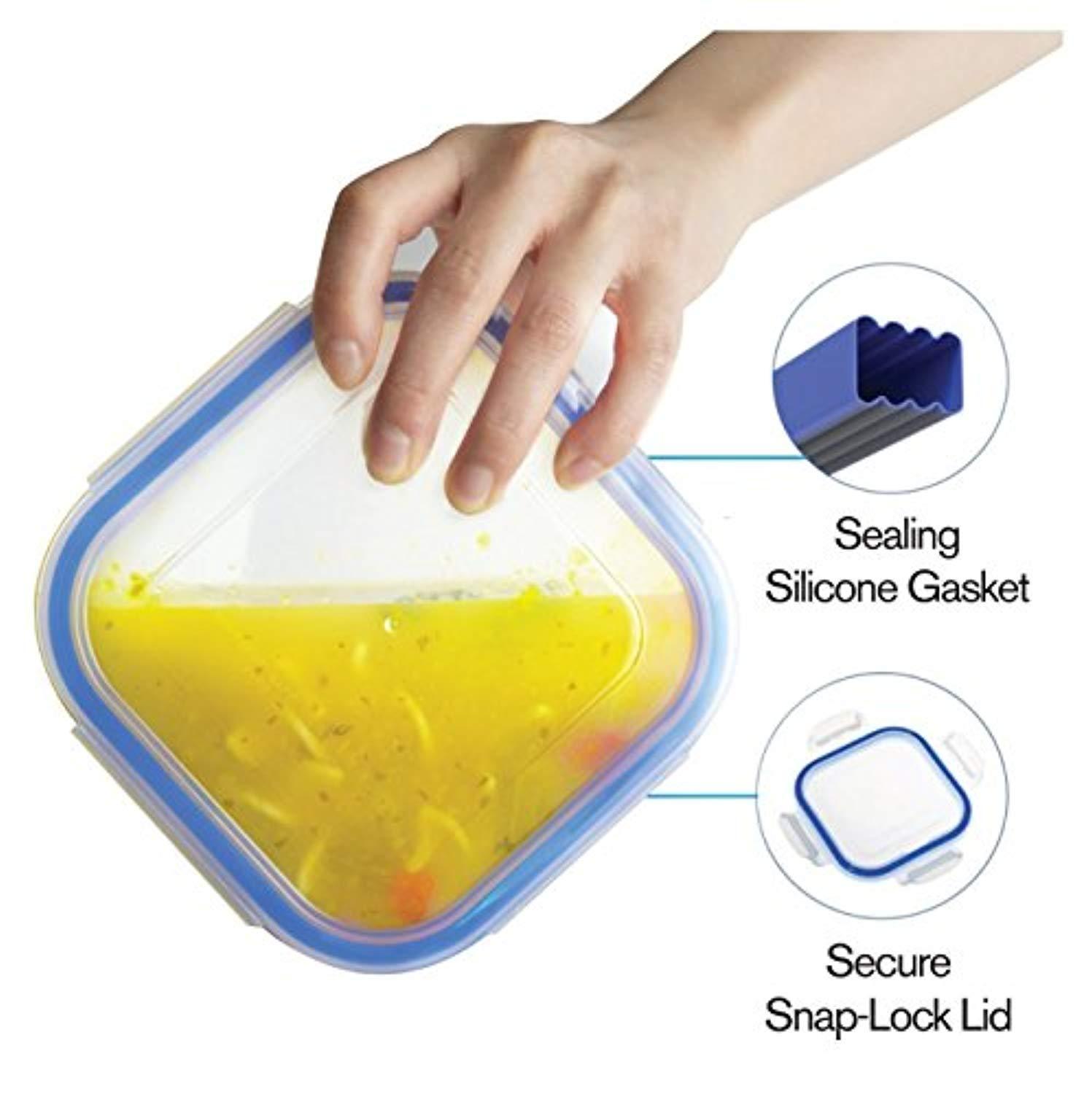 Zestkit Glass Food Storage Containers, 10-Piece Set with Airtight Lids