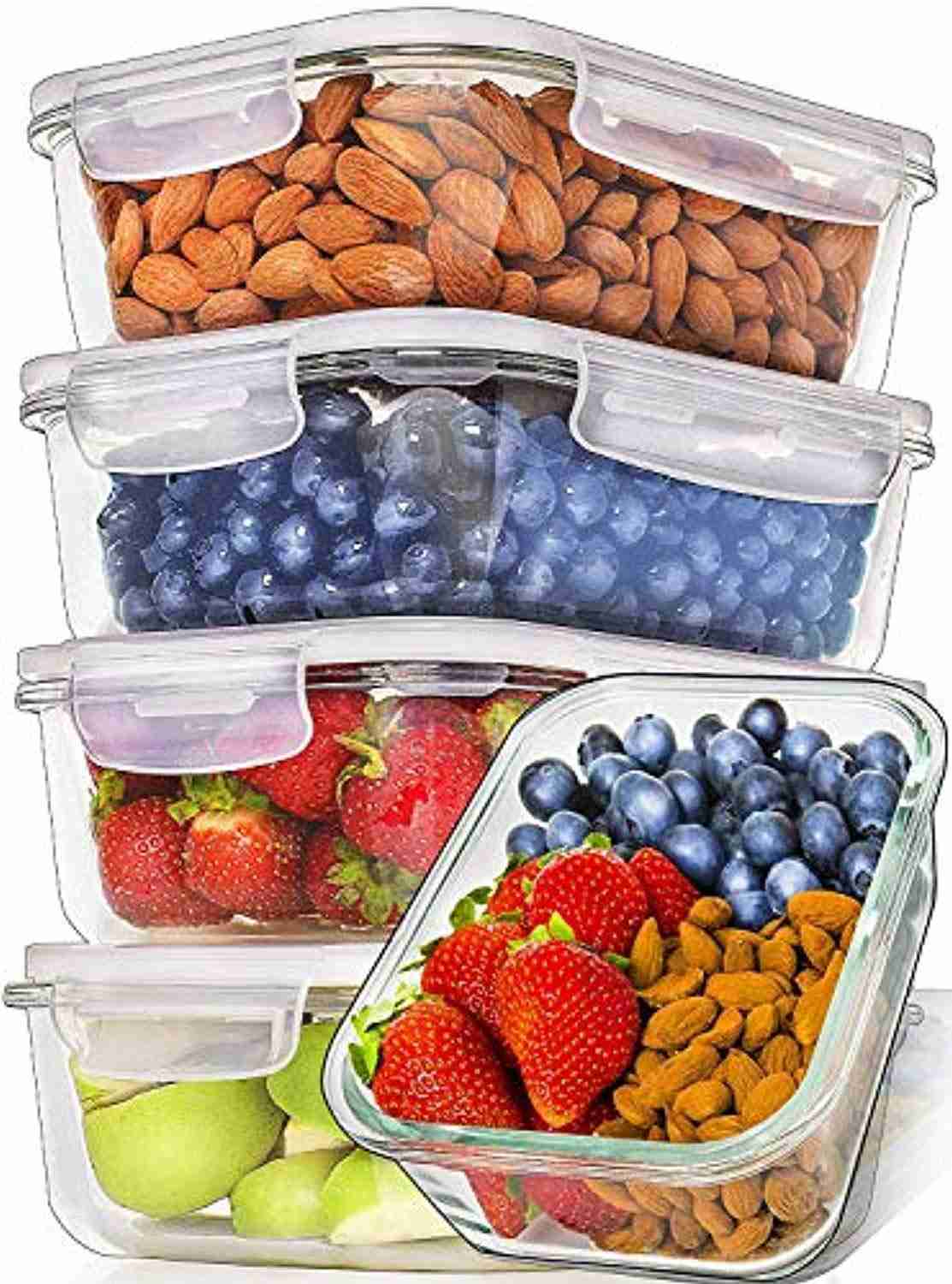 [5-Pack, 36oz] Premium Glass Meal Prep Containers with Airtight Lids