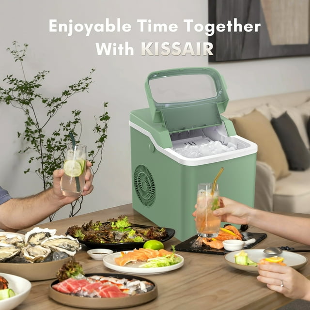 KISSAIR Compact Ice Maker - Efficient, Portable, and Stylish for Home & Office