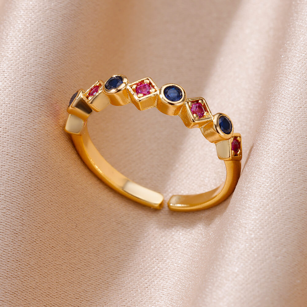 Stylish Women's Gold-Tone Stainless Steel Zirconia Rings