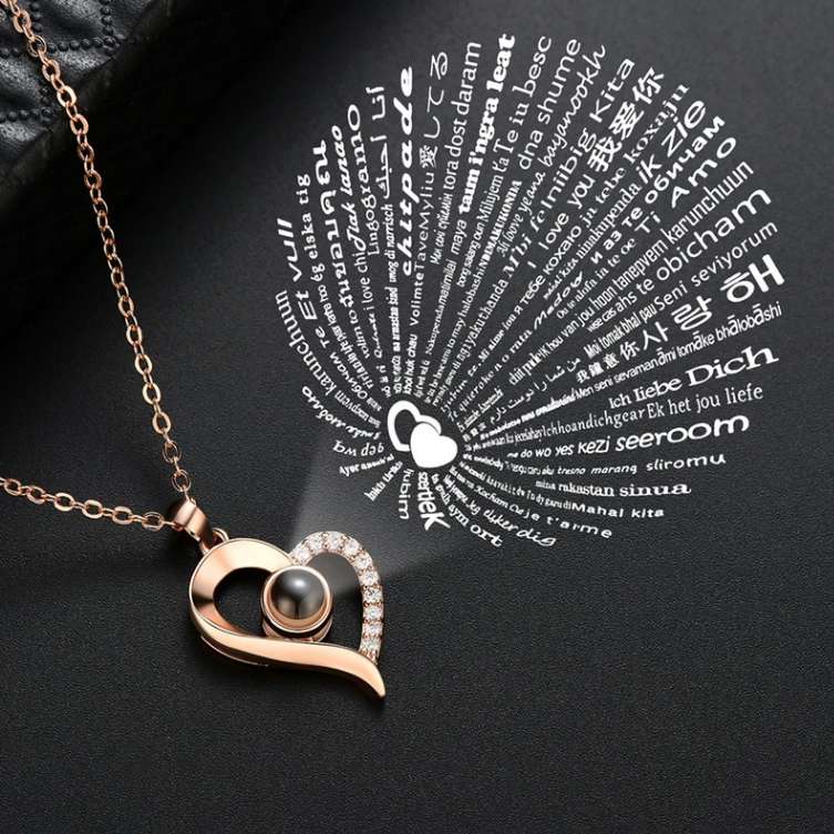 Elegant Rose Gold "I Love You" Pendant Necklace for Couples