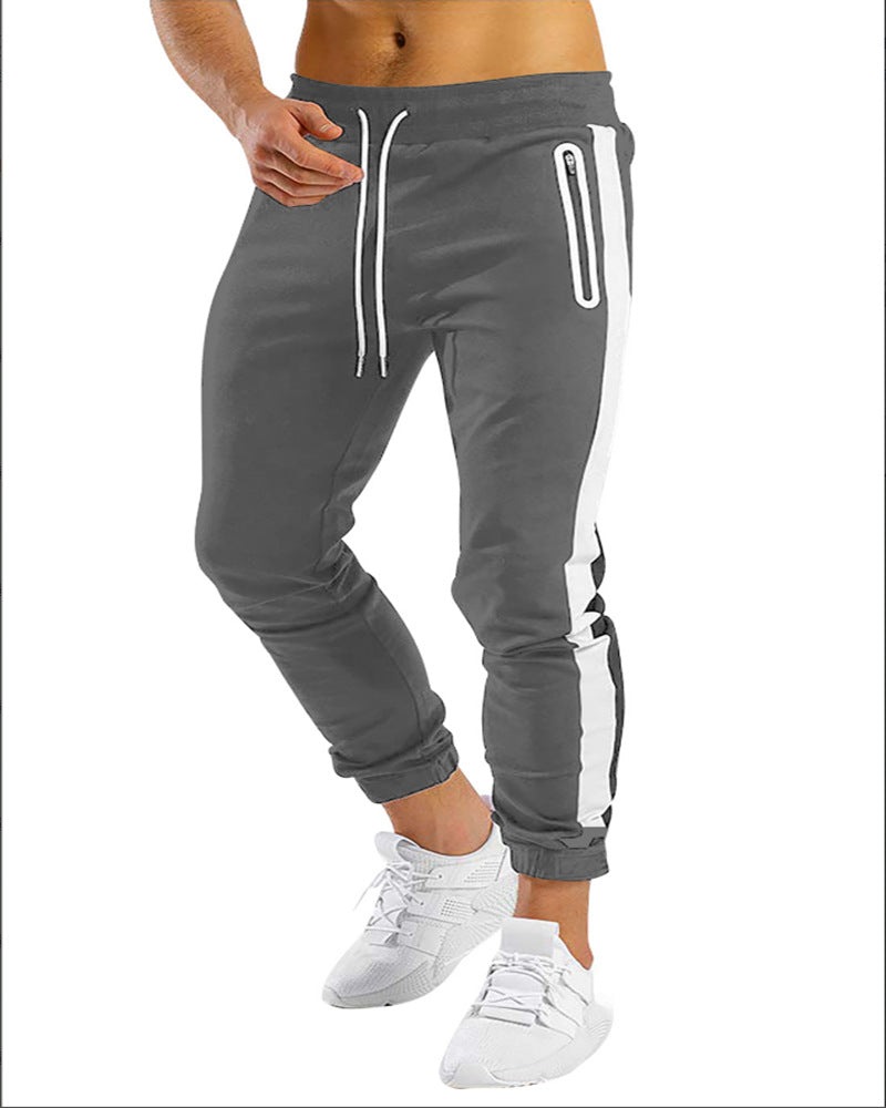 Stylish Men's Athletic Sportswear Trousers with Contrast Sides