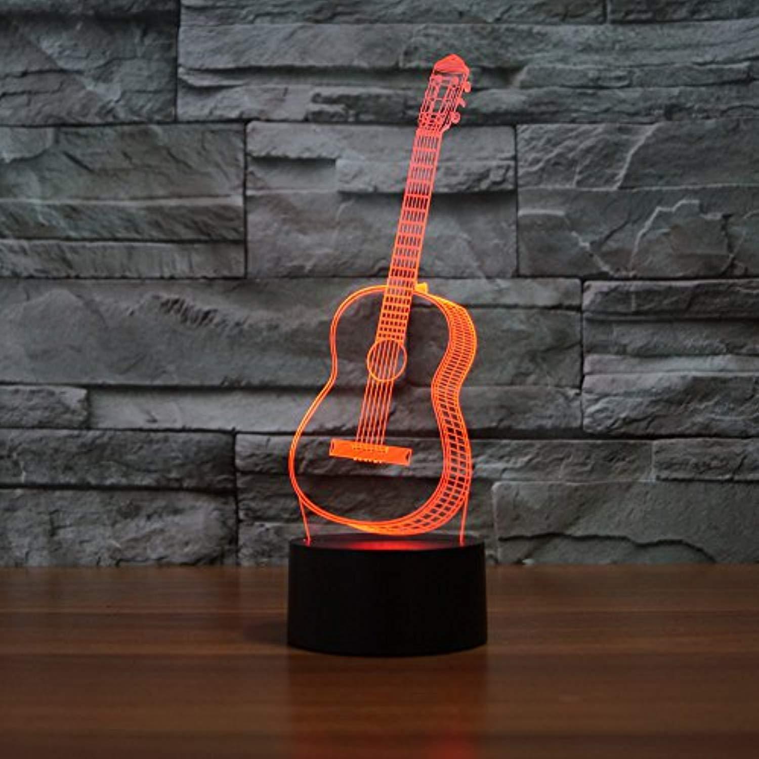 Lmeison 3D Optical Illusion Guitar Desk Lamp - 7 Color Changing LED Night Light