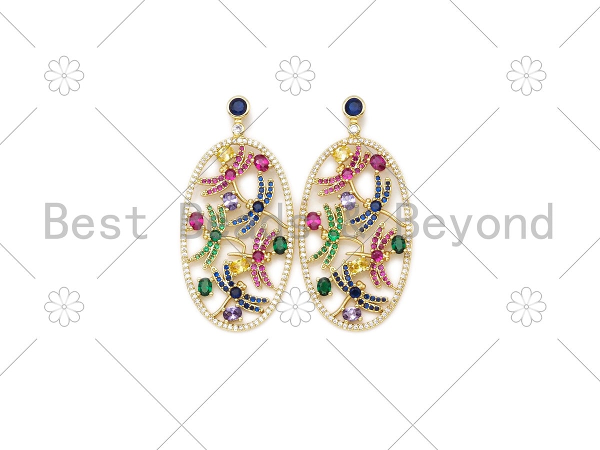 Glittering Dragonfly Pendant with CZ, 18K Gold Filled Charm