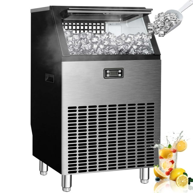 Auseo High-Capacity Ice Maker - 200lbs/Day, Self-Cleaning, LCD Display