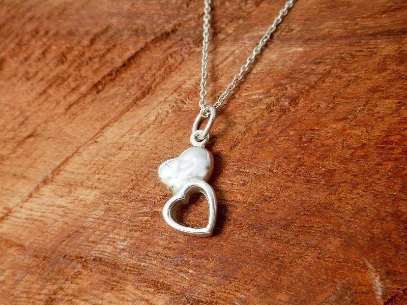 Exquisite Sterling Silver Twin Heart Charm Necklace