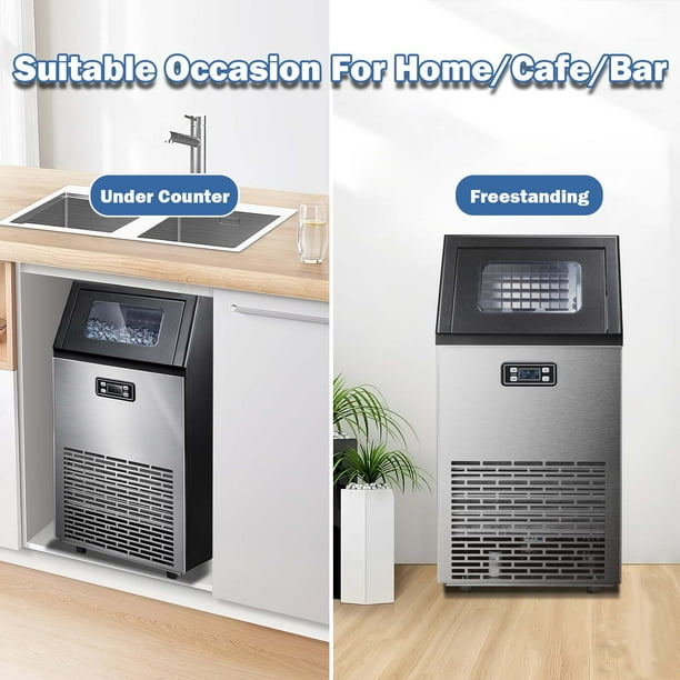 Auseo 100LBs/Day Ice Maker, Stainless Steel Commercial Machine