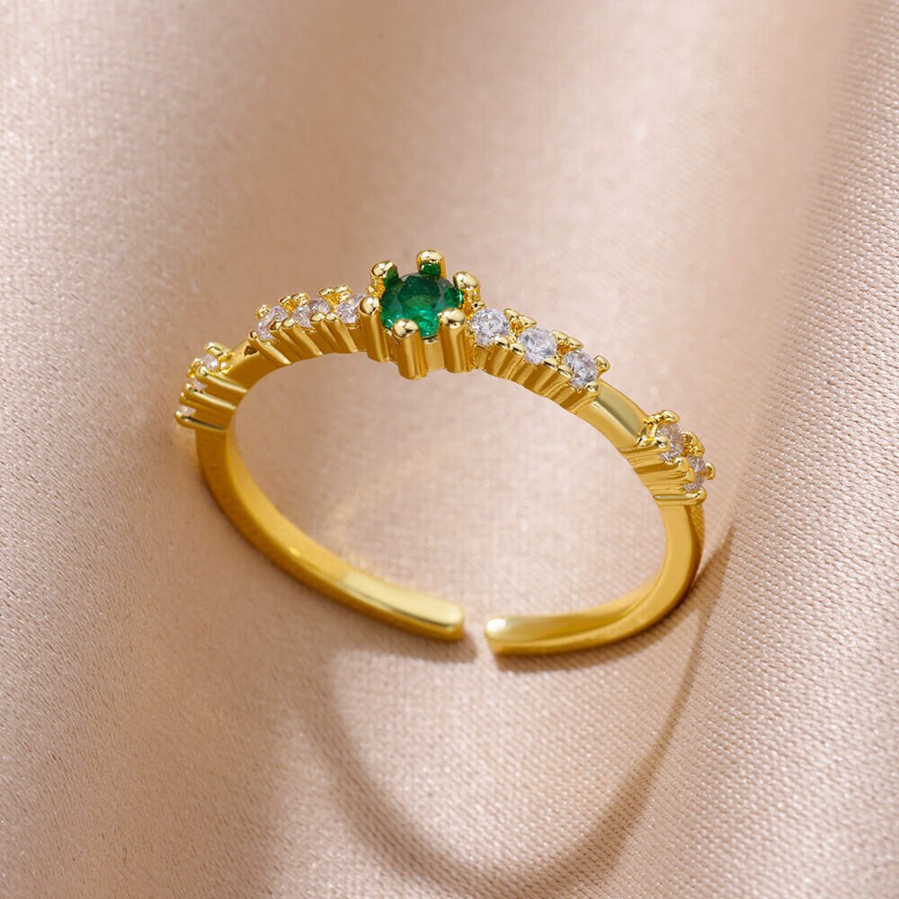 Stylish Women's Gold-Tone Stainless Steel Zirconia Rings