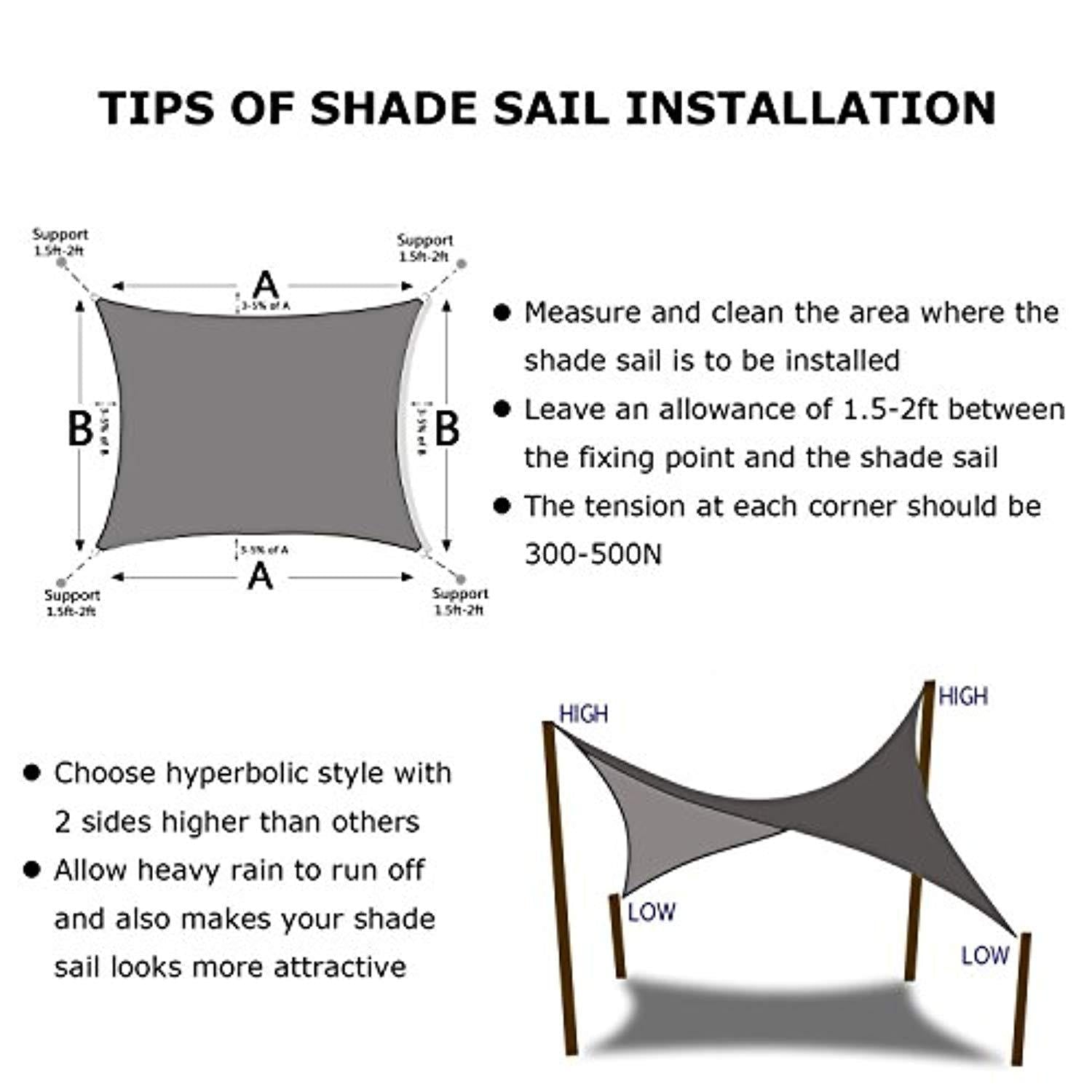 10x13 Rectangle UV Block Sun Shade Sail, Sand Color